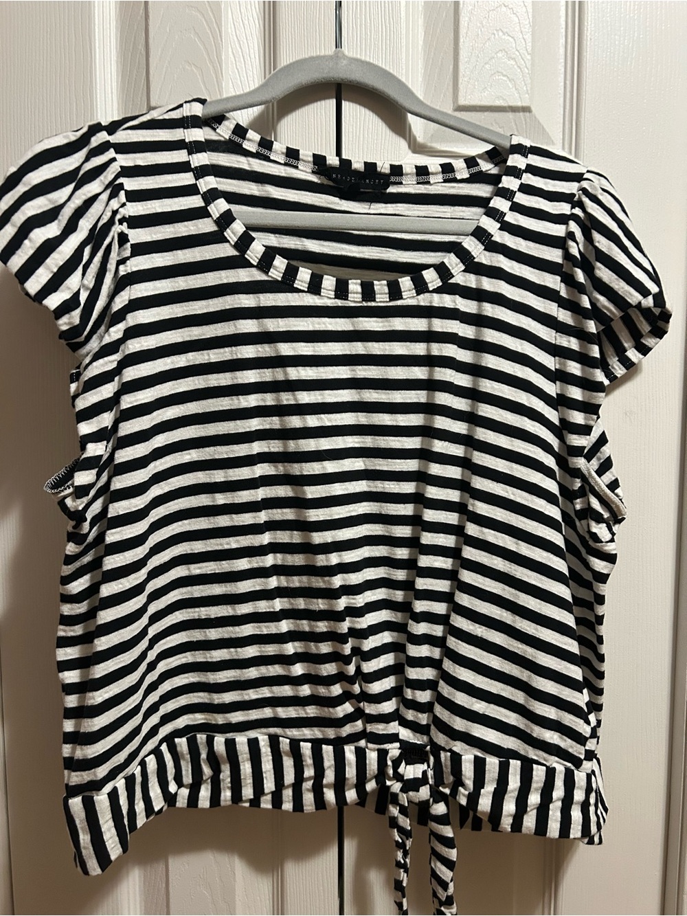 Striped Tie-Front Top - Black/White